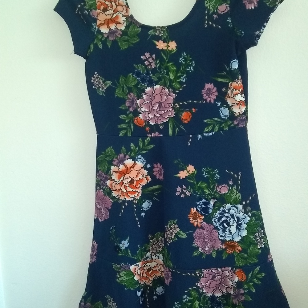 Short Blue Flowered Dress